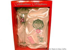 21st Birthday Large Decorated Clear Flute Glass & Key Gift Set