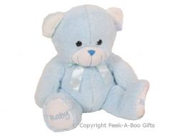 12'' Baby Boy Blue Embroidered Bear Soft Toy