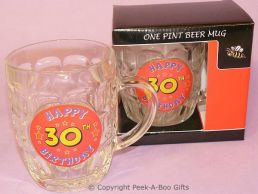30th Birthday Traditional Pint Dimple Beer Glass Boxed 