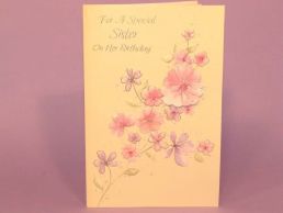 Sister Birthday Card Contemporary Floral 3D Jewelled-C75
