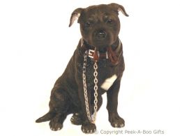 Sitting Black Staffy-Staffordshire Terrier Walkies 7'' Figurine 