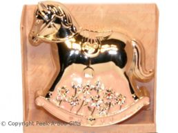 Silver Plated & Pink Enamel Rocking Horse Shaped Money Bank-Box 