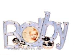 Photo Frame ''Baby'' in a Word Silver Plated & Blue Enamel