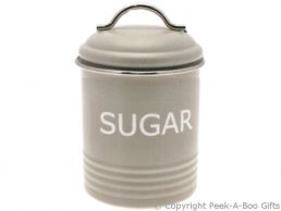 Home Sweet Home Pale Olive Sage Green Collection Tin Sugar Canister