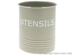 Home Sweet Home Pale Olive Sage Green Tin Collection Utensil Holder