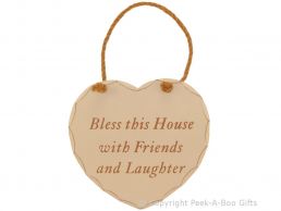 Home Sweet Home Heart Shaped Wooden Plaque Bless This House