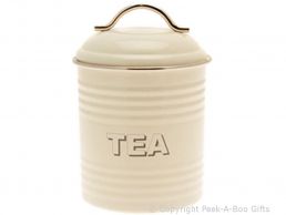 Home Sweet Home Cream Collection Tin Tea Canister 