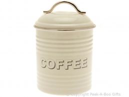 Home Sweet Home Cream Collection Tin Coffee Canister 