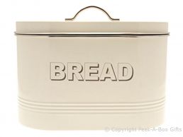 Home Sweet Home Cream Tin Collection Oval Bread Bin