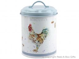 Leonardo Country Cockerel Tin Biscuits Canister by Jennifer Rose