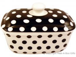 Leonardo  Black & White Cascade Collection China Butter Dish with Lid