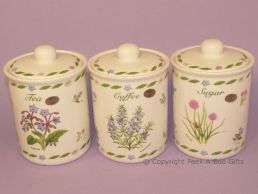 Leonardo Herb Garden Collection Fine China Tea-Coffee-Sugar Jar Set
