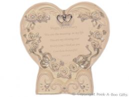 Heart Shaped Anniversary Plaque & Stand