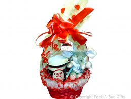 Valentines Mug & Plush Hattie Elephant Soft Toy in Basket Gift Set