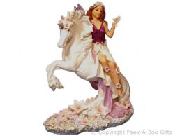 Large Lilac Fantasy Fairy Riding on Unicorn Figurine by Regency