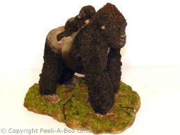 Large Walking Silverback Gorilla with Child Figurine 