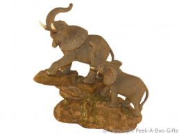 Elephant Figurine Mother & Calf Follow the Trail Large Sculpture