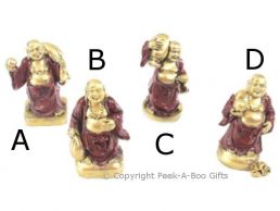 Small Lucky Buddha Figurine Red & Gold Assorted Poses Series 1