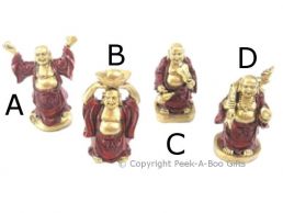 Small Lucky Buddha Figurine Red & Gold Assorted Poses Series 2