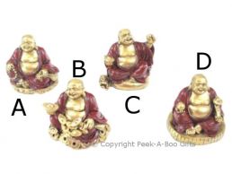 Small Lucky Buddha Figurine Red & Gold Assorted Poses Series 3
