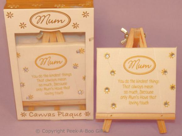 Mum Cream & Gold Canvass Plaque on Easel