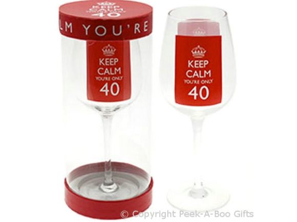 Keep Calm (& Carry On) You're 40 Large Wine Gift Glass by Leonardo