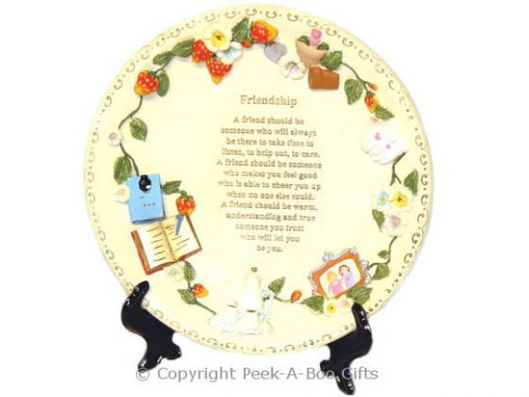 Friendship Plate with  Poem & Stand 20cm