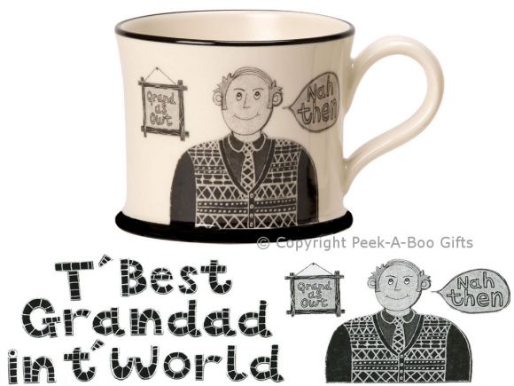 Moorland Pottery Yorkie Ware T&#039; Best Grandad in T&#039; World Mug